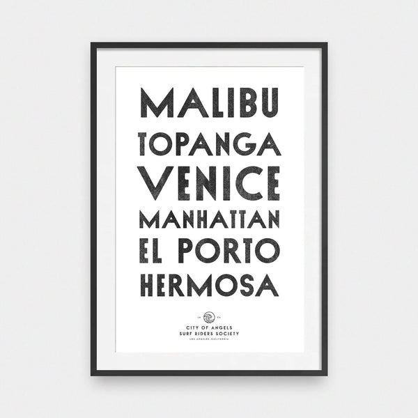 LA Waves - beach, black and White, featured, fresh, Graphic, Office, portrait print, poster, sports, surf, Typography - LNDN GRAY