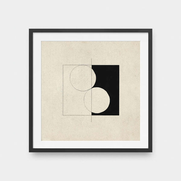 Half Forms no. 1 - abstract, black and White, illustration, Office, square print - LNDN GRAY