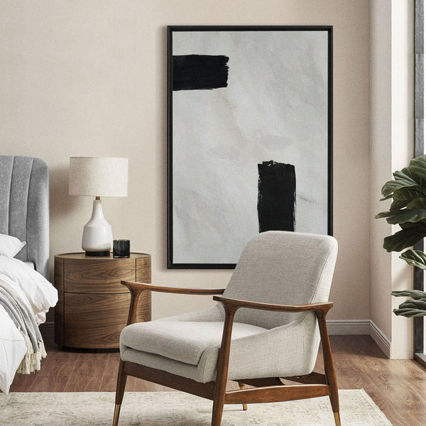 Strokes No.2 - abstract, black and White, painting, portrait canvas - LNDN GRAY