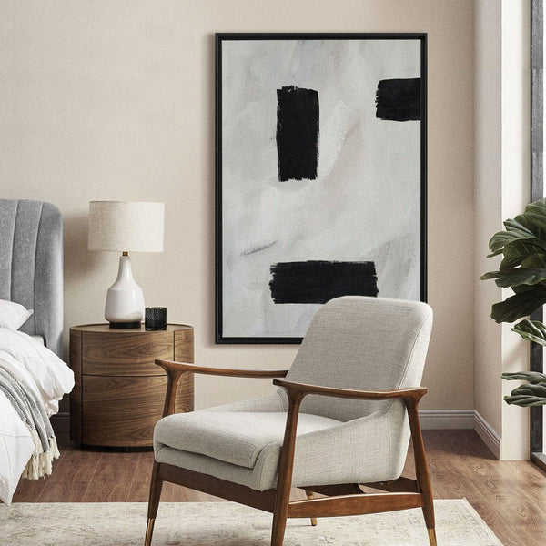 Strokes No.1 - abstract, black and White, painting, portrait canvas - LNDN GRAY