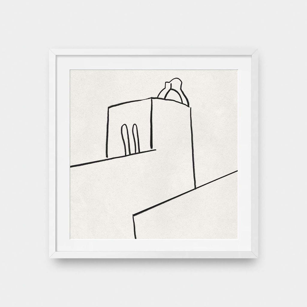 Bell Tower - black and White, illustration, square print - LNDN GRAY