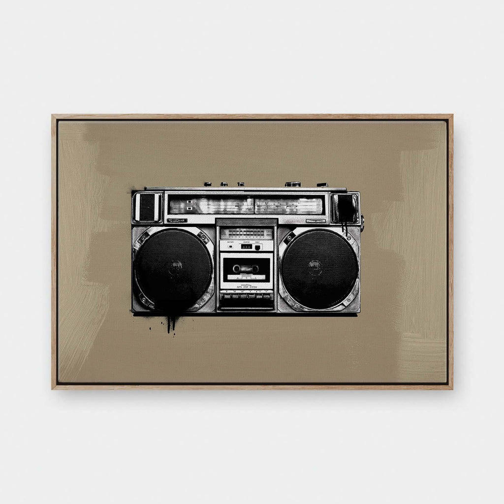 Boom Box - black and White, color, Graphic, music, portrait canvas, Vintage - LNDN GRAY