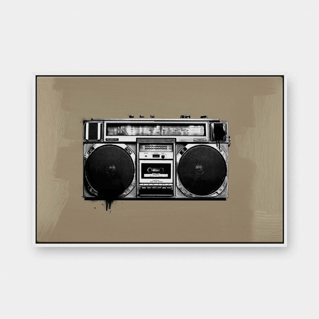 Boom Box - black and White, color, Graphic, music, portrait canvas, Vintage - LNDN GRAY