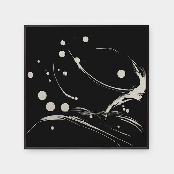 Glitch No.1 - abstract, black and White, painting, square canvas - LNDN GRAY