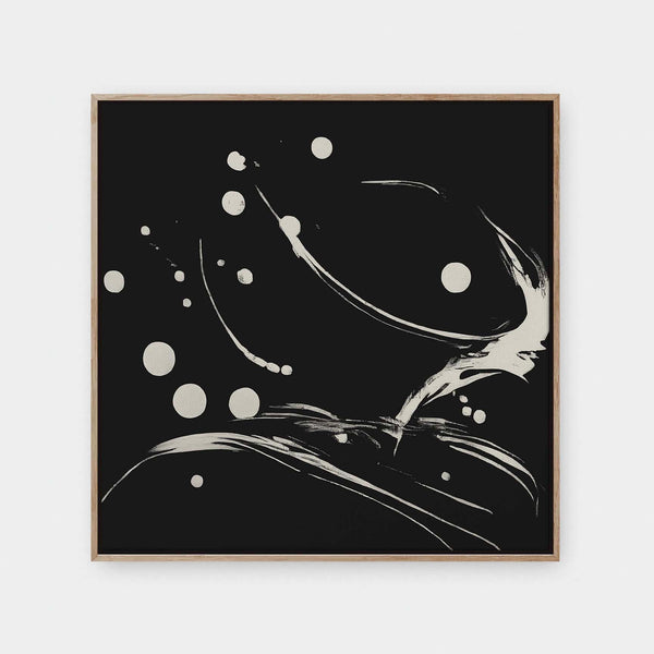 Glitch No.1 - abstract, black and White, painting, square canvas - LNDN GRAY