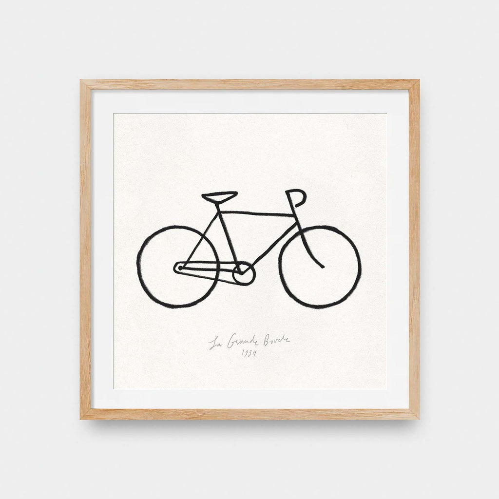 Bicycle Sketch - black and White, illustration, sports, square print, Travel, Vintage - LNDN GRAY