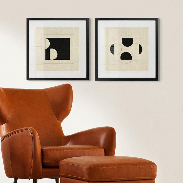 Half Forms no. 2 - abstract, black and White, featured, illustration, Office, square print - LNDN GRAY