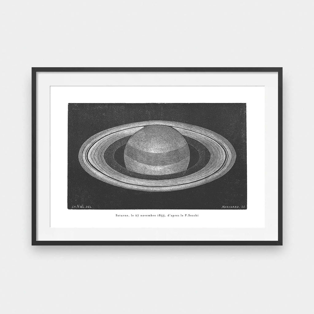 Celestial Space Saturn - black and White, illustration, portrait print, Space - LNDN GRAY