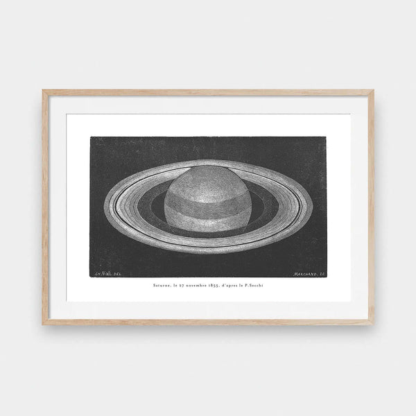 Celestial Space Saturn - black and White, illustration, portrait print, Space - LNDN GRAY