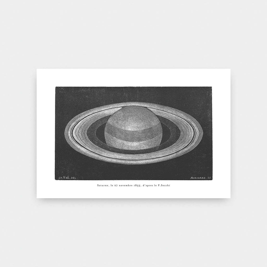 Celestial Space Saturn - black and White, illustration, portrait print, Space - LNDN GRAY