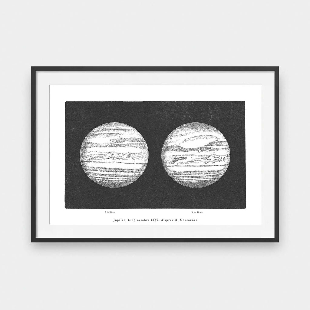 Celestial Space Jupiter - black and White, illustration, portrait print, Space - LNDN GRAY
