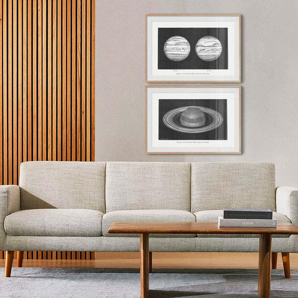 Celestial Space Jupiter - black and White, illustration, portrait print, Space - LNDN GRAY