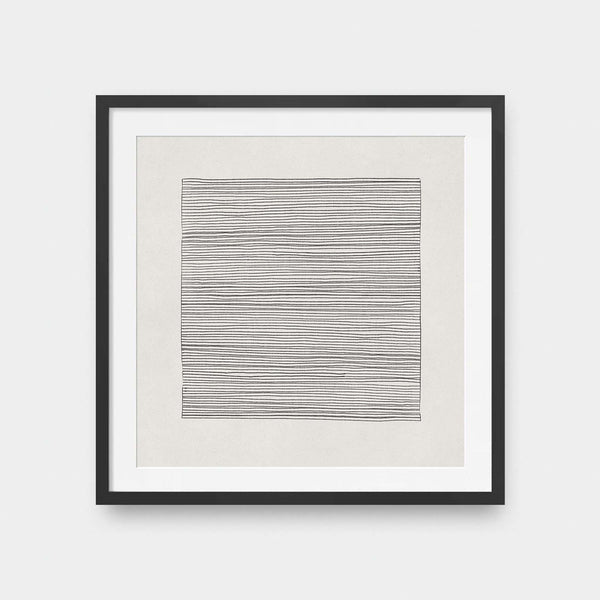 Lines No.1 - abstract, black and White, illustration, square print - LNDN GRAY