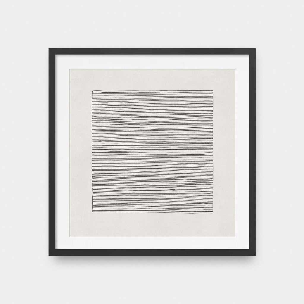 Lines No.1 - abstract, black and White, illustration, square print - LNDN GRAY