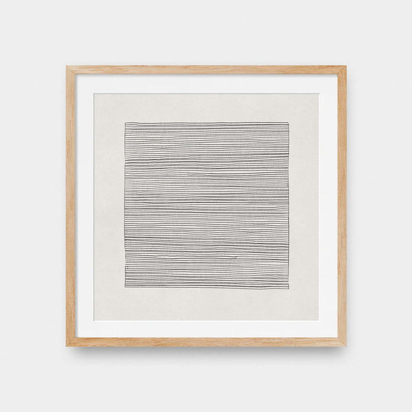 Lines No.1 - abstract, black and White, illustration, square print - LNDN GRAY
