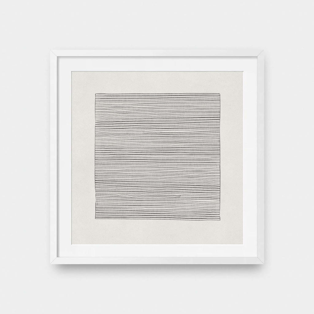 Lines No.1 - abstract, black and White, illustration, square print - LNDN GRAY