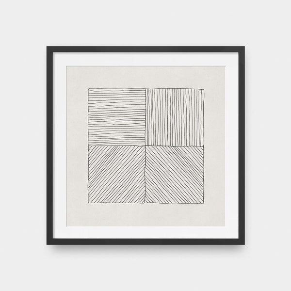 Lines No.2 - abstract, black and White, illustration, square print - LNDN GRAY