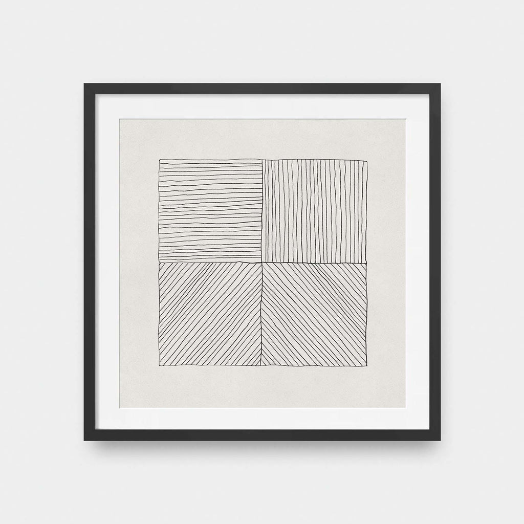 Lines No.2 - abstract, black and White, illustration, square print - LNDN GRAY