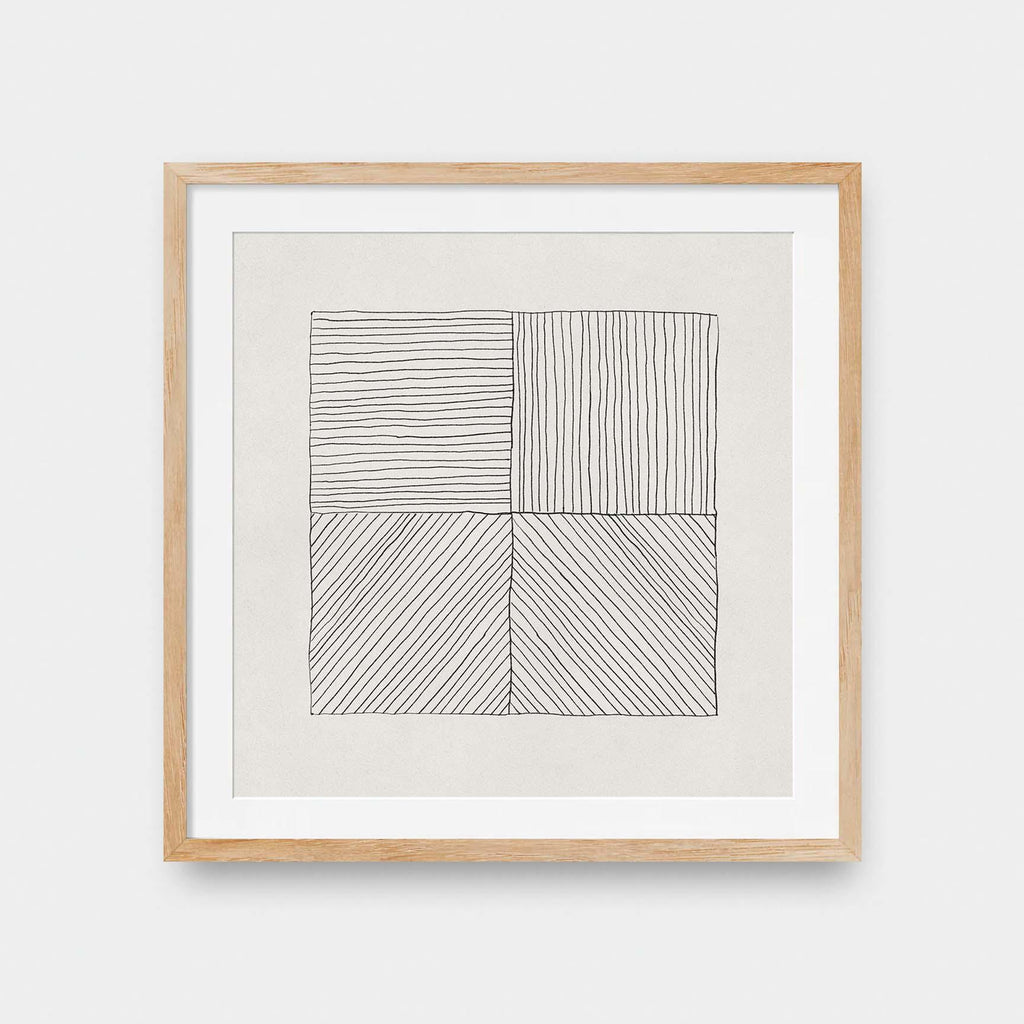 Lines No.2 - abstract, black and White, illustration, square print - LNDN GRAY