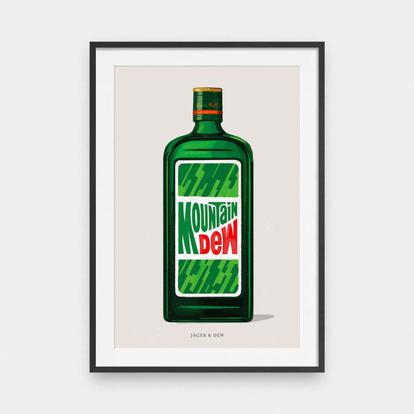 Mixer No.3 Jager & Dew - color, drinks, illustration, portrait print, poster - LNDN GRAY