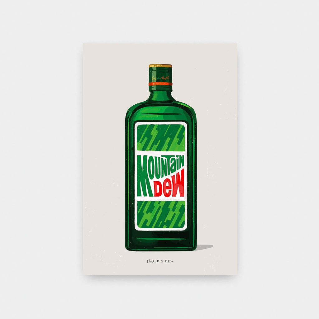 Mixer No.3 Jager & Dew - color, drinks, illustration, portrait print, poster - LNDN GRAY