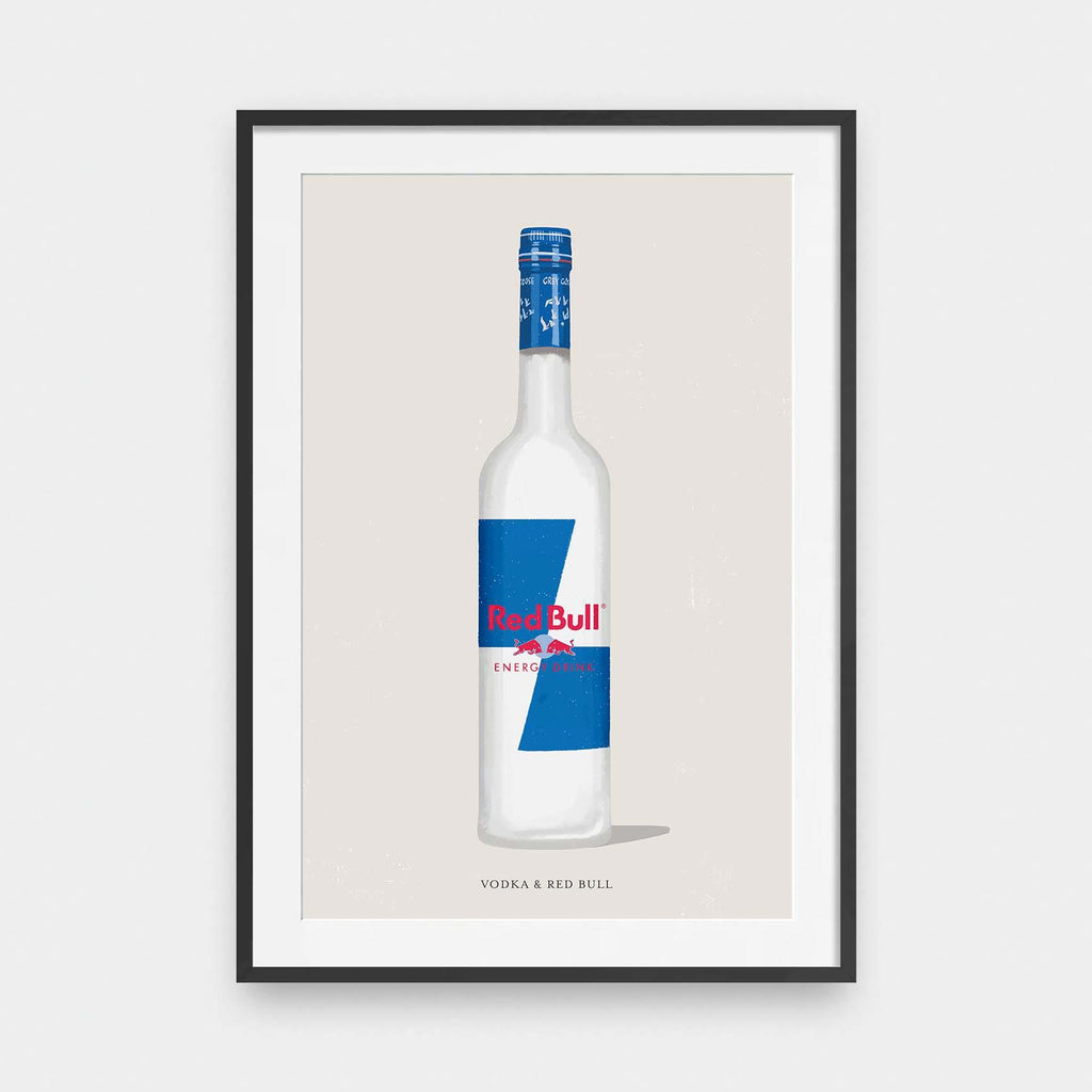 Mixer No.2 Vodka & Redull - color, drinks, illustration, portrait print, poster - LNDN GRAY