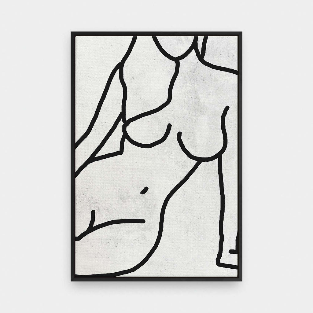 Outlines No.2 - abstract, black and White, Nude, portrait canvas - LNDN GRAY