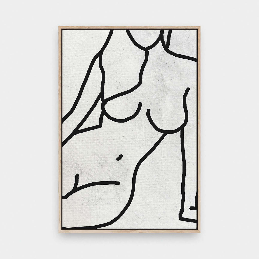 Outlines No.2 - abstract, black and White, Nude, portrait canvas - LNDN GRAY