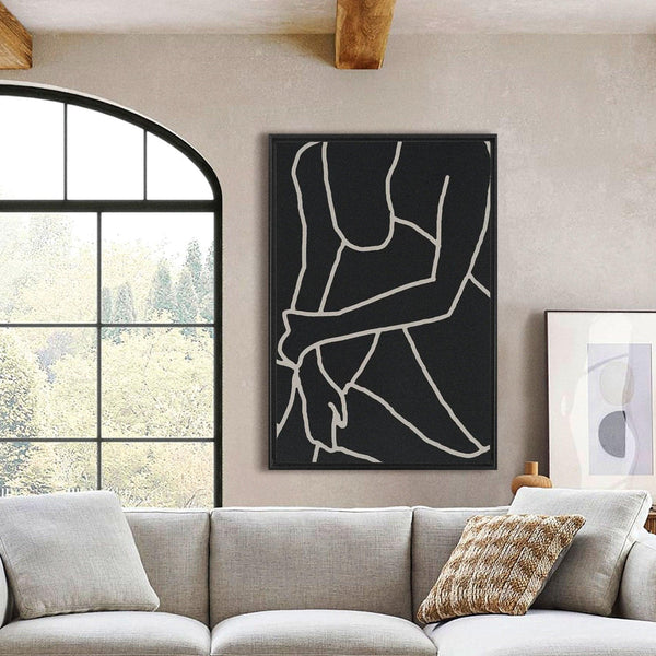 Pose No.2 - abstract, black and White, Nude, portrait canvas - LNDN GRAY