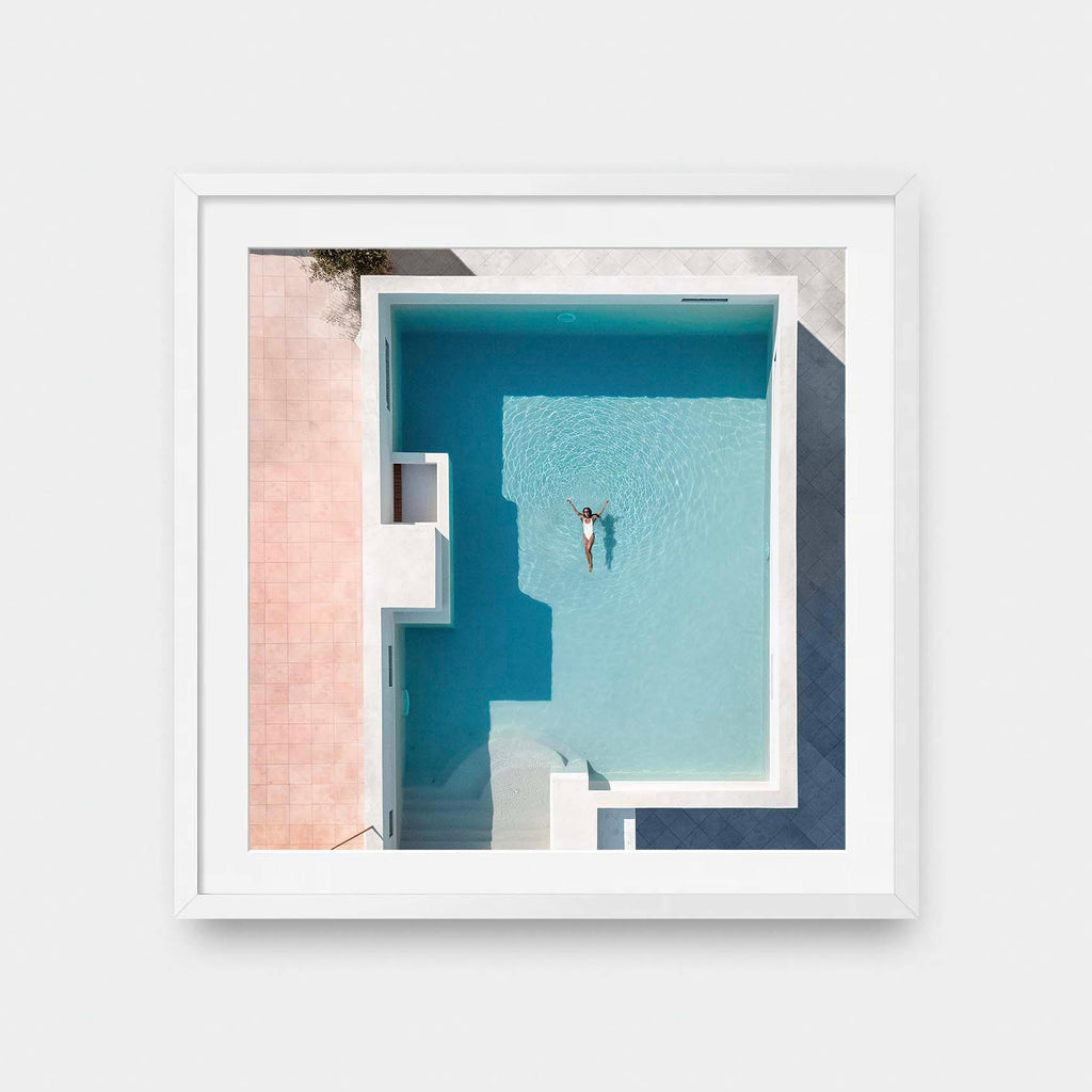 Santorini Swim - color, featured, photography, square print, Travel, woman - LNDN GRAY