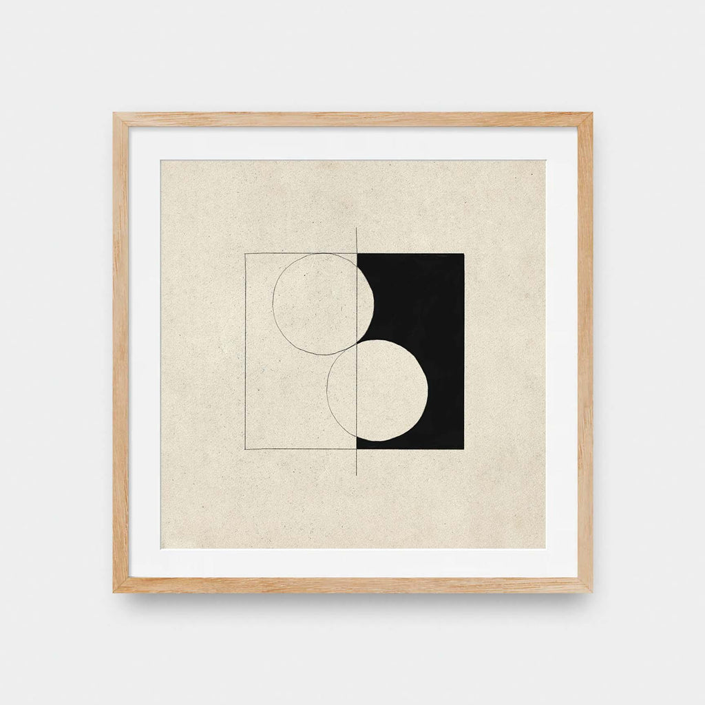Half Forms no. 1 - abstract, black and White, illustration, Office, square print - LNDN GRAY
