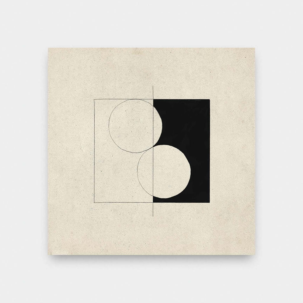 Half Forms no. 1 - abstract, black and White, illustration, Office, square print - LNDN GRAY