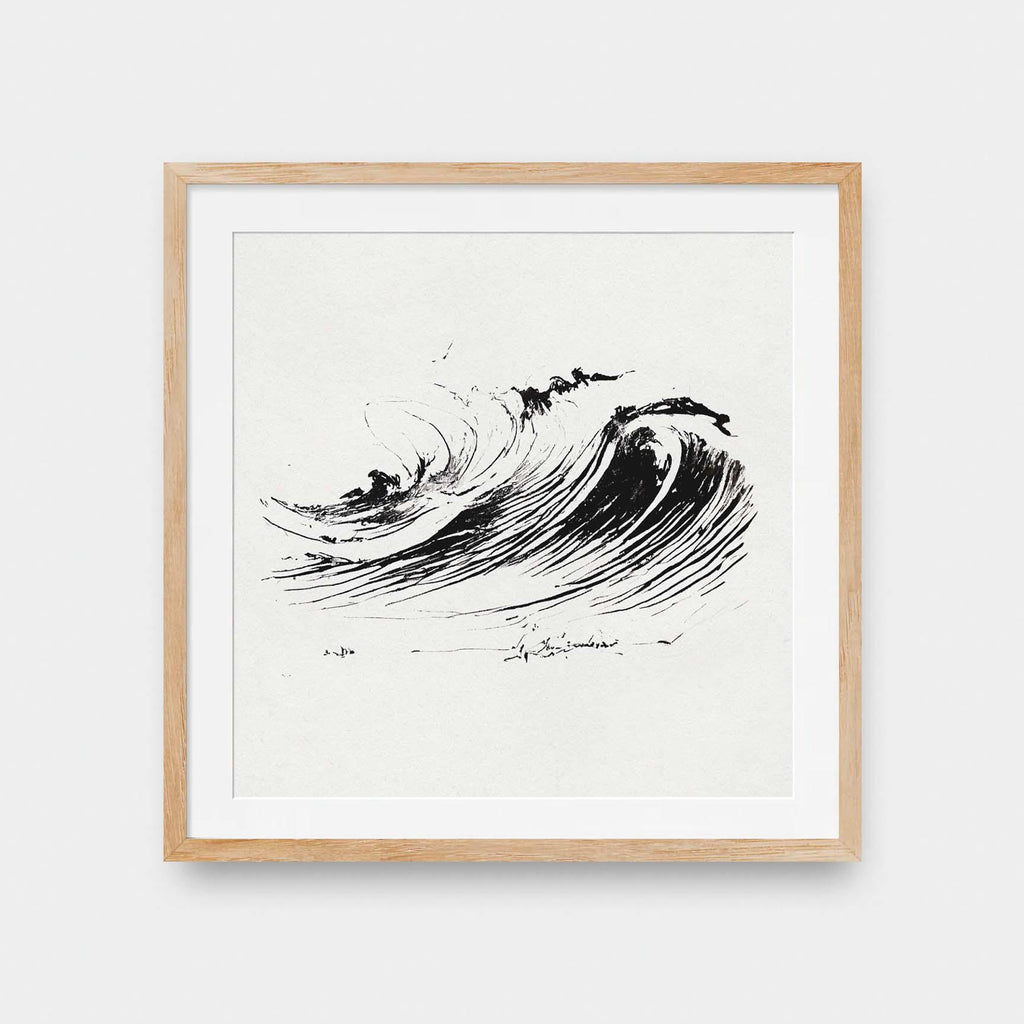 Surf Sketch No.1 - beach, black and White, illustration, square print, surf - LNDN GRAY