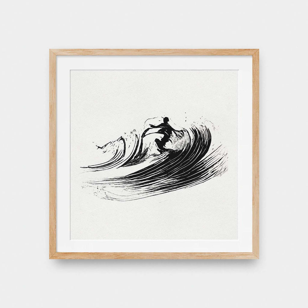 Surf Sketch No.2 - beach, black and White, illustration, square print, surf - LNDN GRAY
